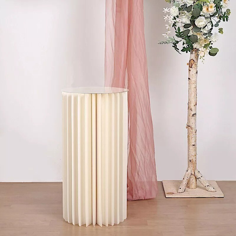 32" Ivory Folding DIY Accordion Pillar Cardboard Display Stand Pedestal Box