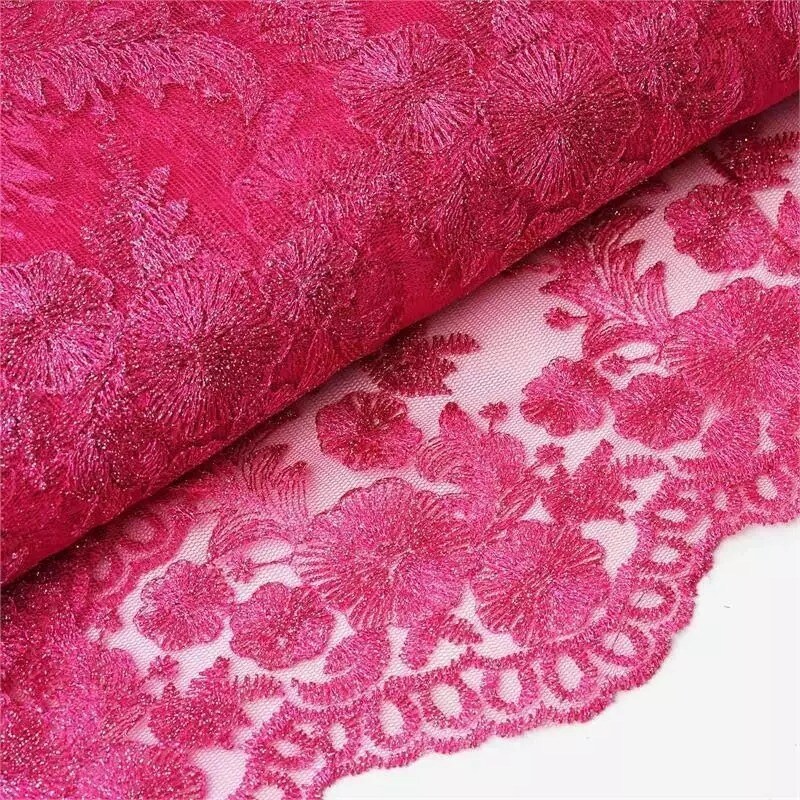 54&#x22; x 4 yards FUCHSIA Embroidered Tulle FABRIC BOLT