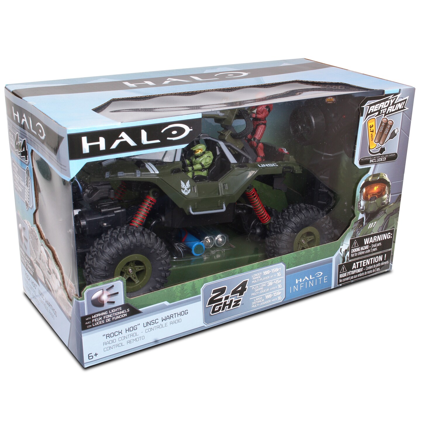 NKOK HALO Infinite RC: UNSC Warthog &#x22;Rock Hog&#x22; - Rock Climber, Master Chief &#x26; Spartan, 2.4 GHz Radio Control Vehicle