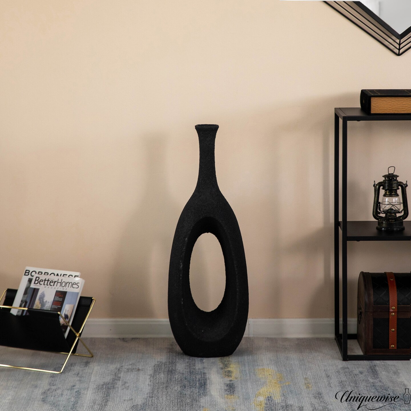 Frosted Fiberglass Tall Floor Vase - Decorative Vase for Modern Home Decor, Perfect for Living Room, Home Office, Bedroom, Kitchen, Coffee Bar, Farmhouse Decor, and Wedding Centerpieces