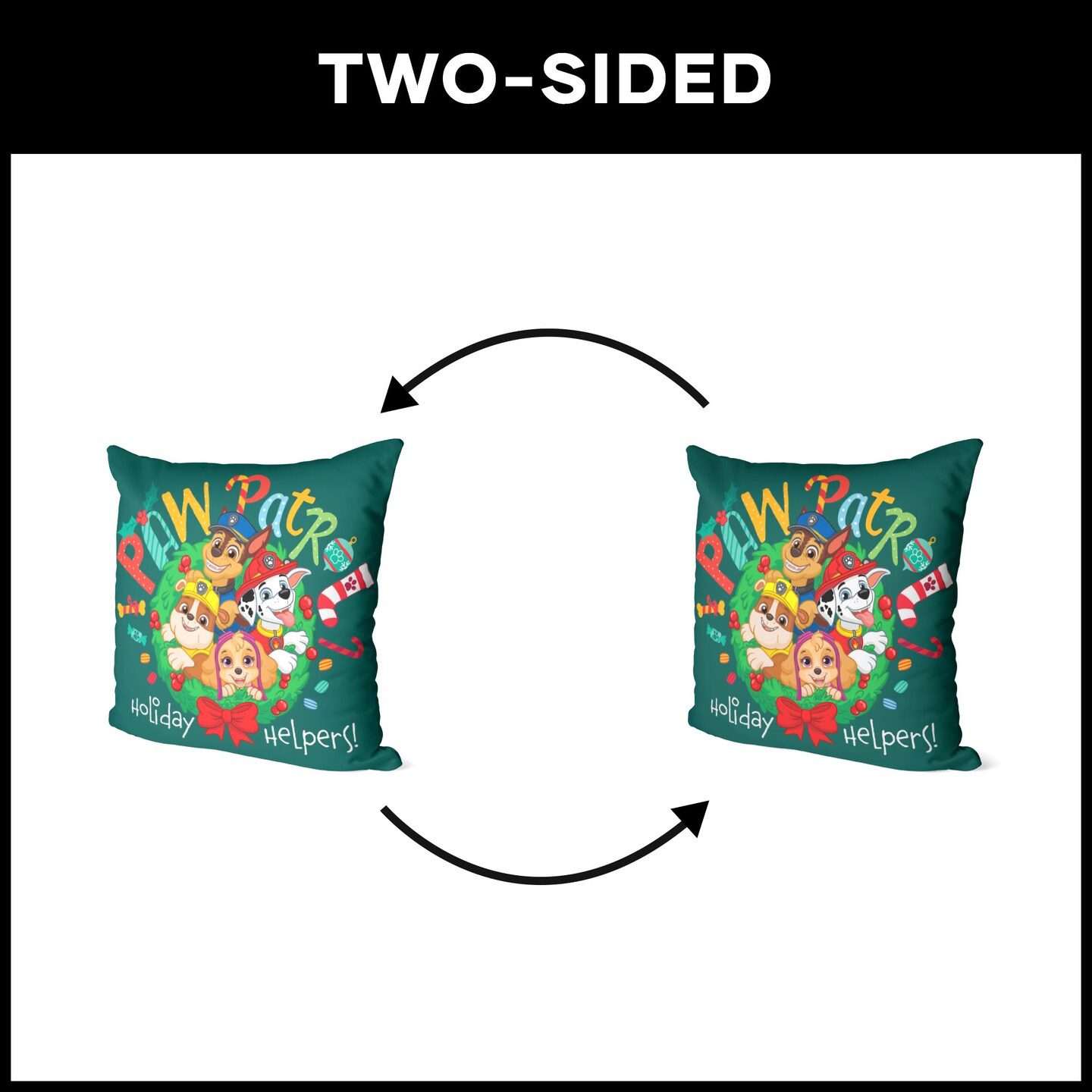 Nickelodeon Paw Patrol Holiday Helpers Throw Pillow 18&#xD7;18 Inches