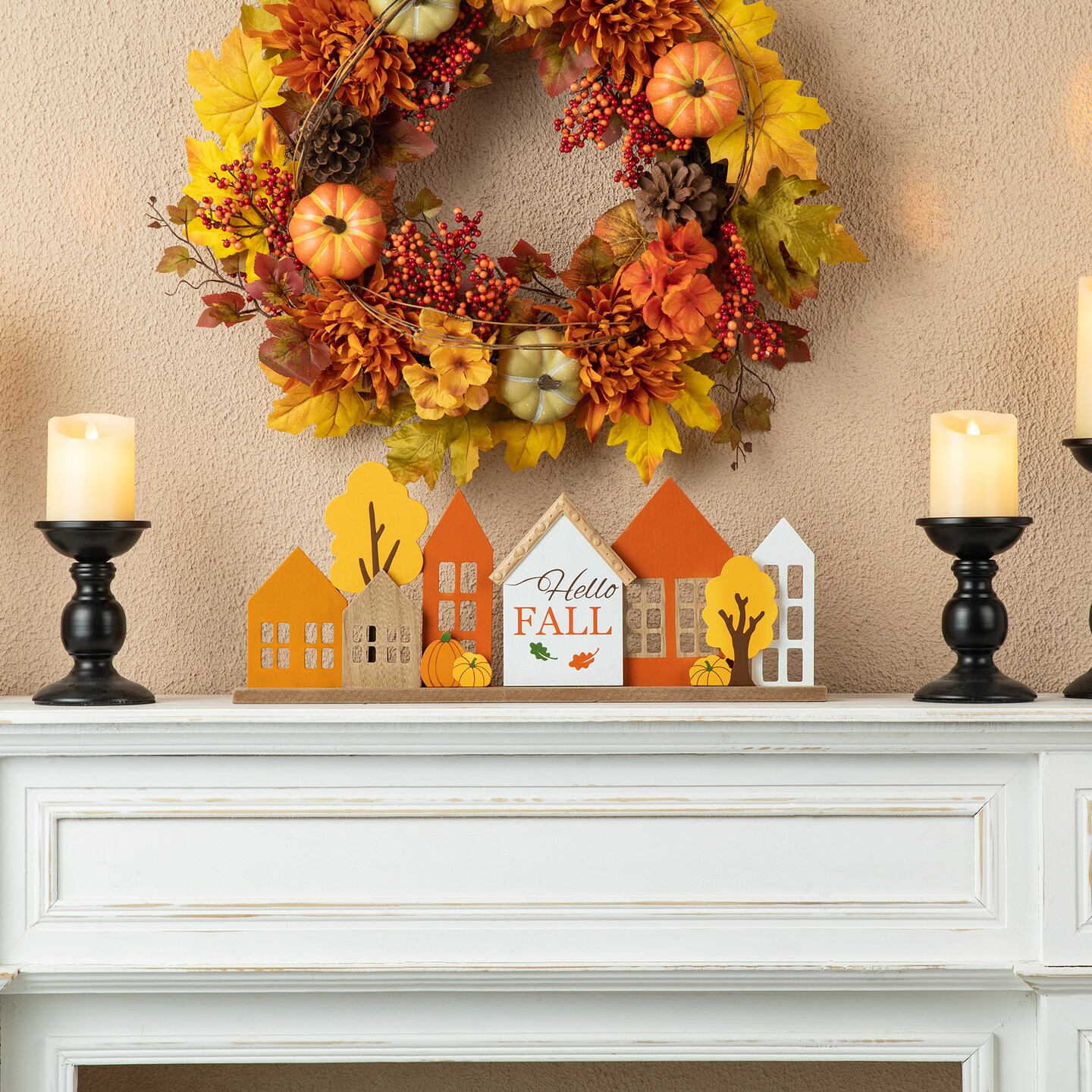 20&#x22;L Fall Wooden House Table D&#xE9;cor