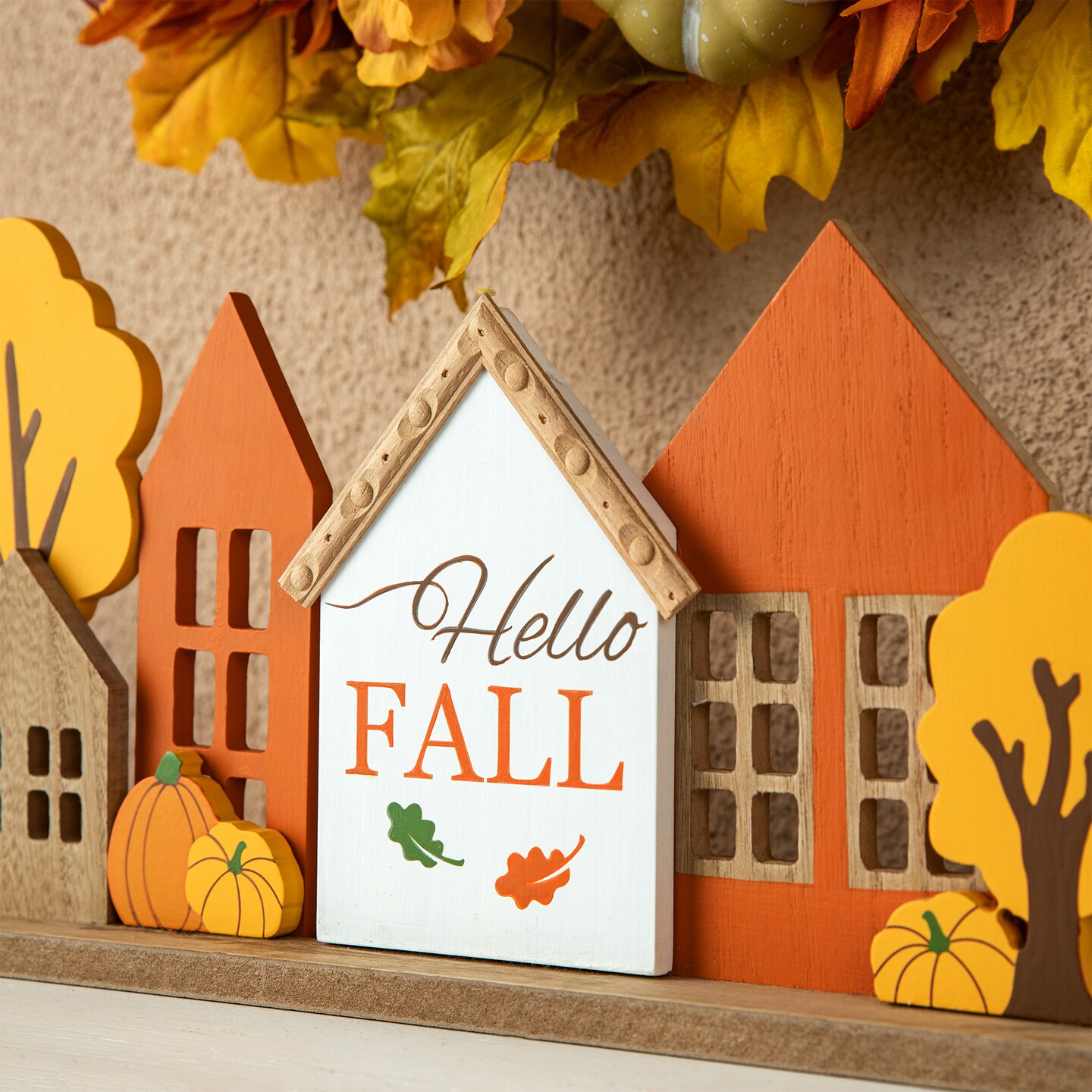 20&#x22;L Fall Wooden House Table D&#xE9;cor
