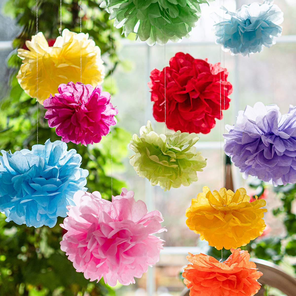 Avoseta Tissue Paper Pom Poms - 20 Piece Set - Colorful Party Decorations - Paper Flowers for Birthdays and Special Occasions (Multicolor, Assorted Sizes)