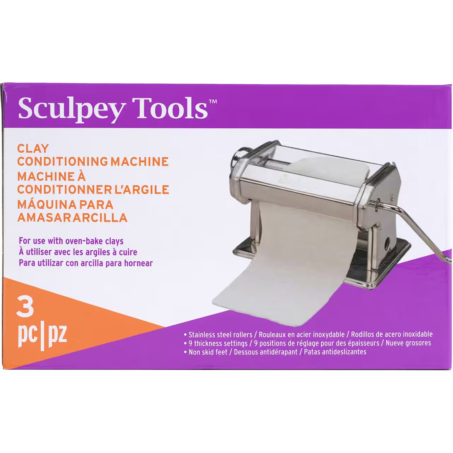 Sculpey: Clay Conditioning Machine - Pasta Machine, Clay Tool, 9 Thickness Settings, Crank Handle, stainless-steel, Arts &#x26; Crafts Supplies