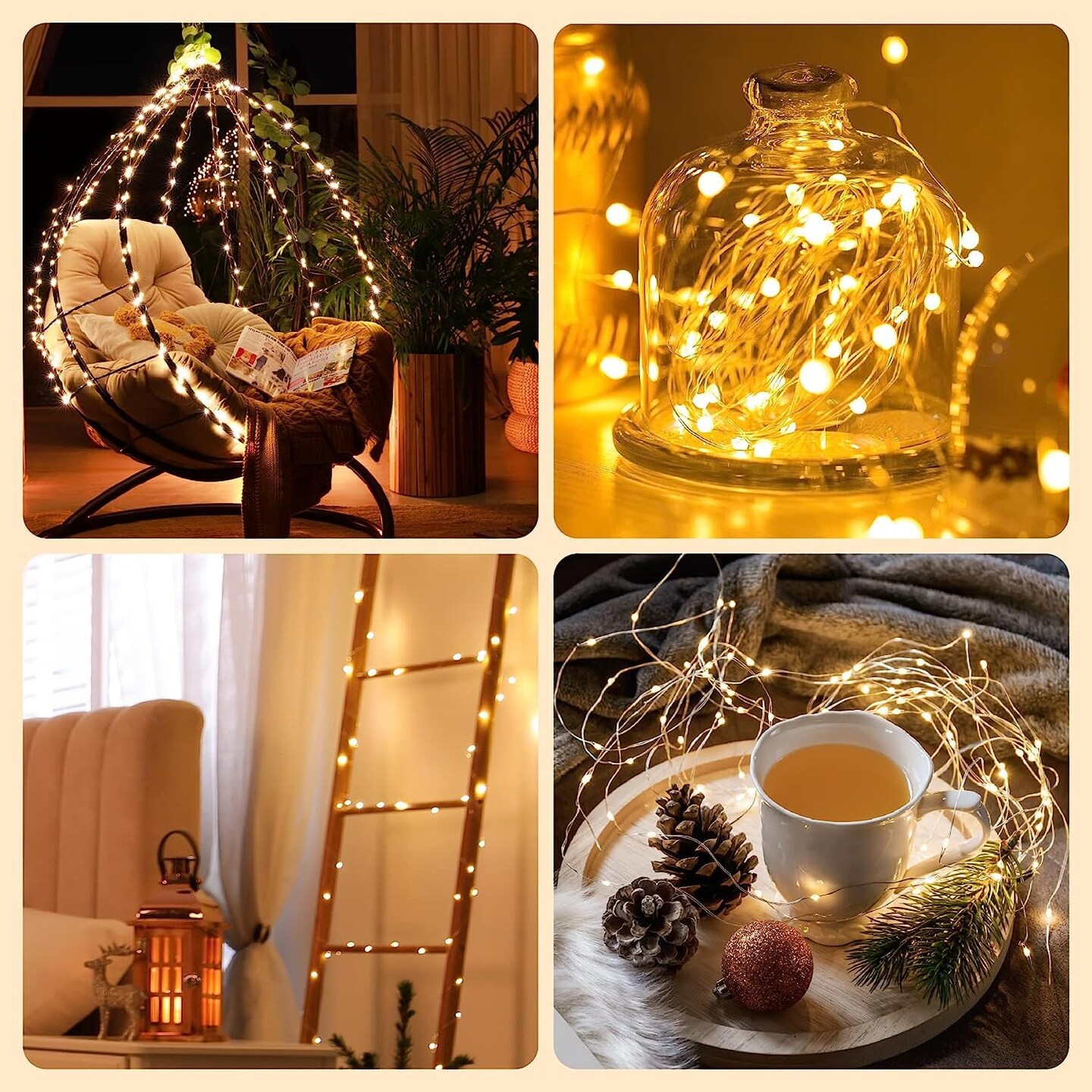 Twinkle Star 33FT 100 LED Silver Wire String Lights Fairy String Lights Battery Operated LED String Lights for Christmas Wedding Party Home Holiday Decoration, Warm White 2 Pack