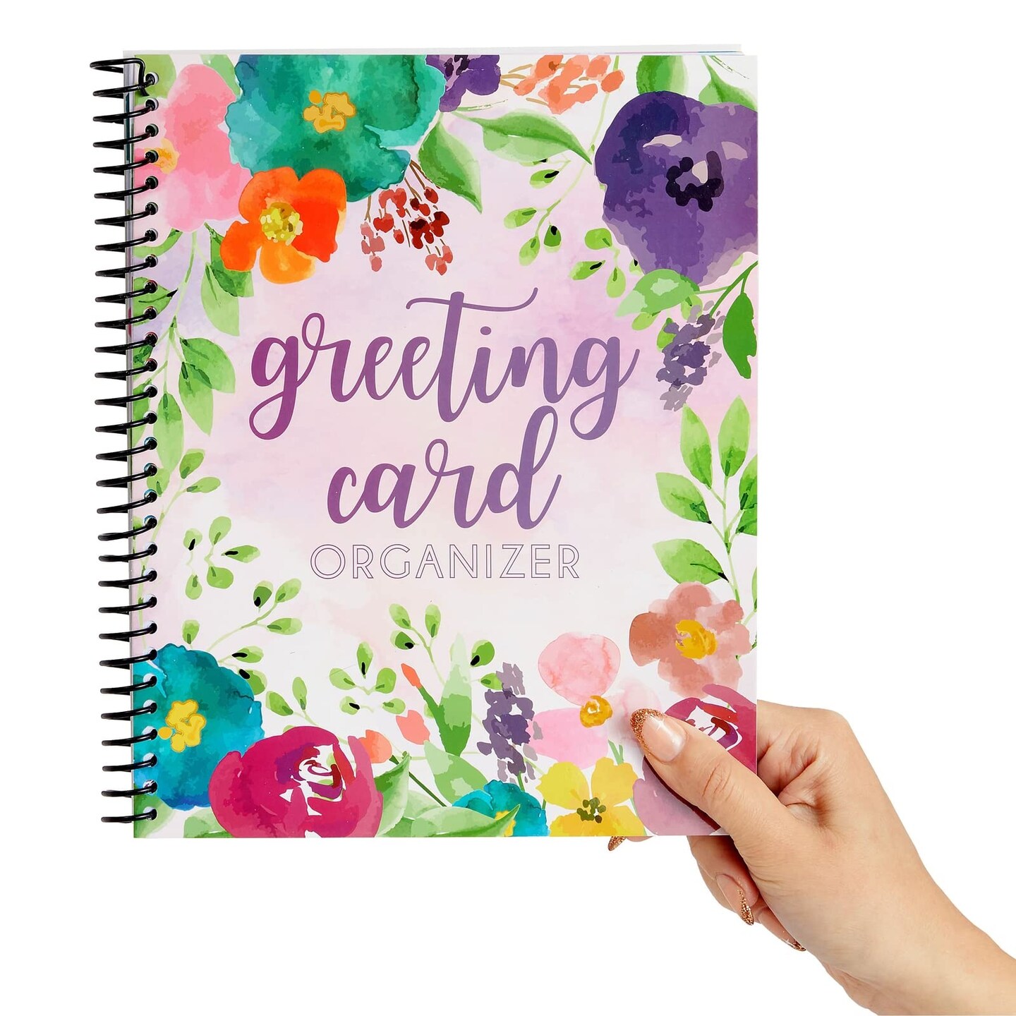 Sustainable Greetings Floral Month by Month Greeting Card Organizer Book with 24 Pockets, Card and File Keeper Dividers for Birthdays, Weddings, Graduation Parties, Holiday Reminders (8.5 x 10 In)