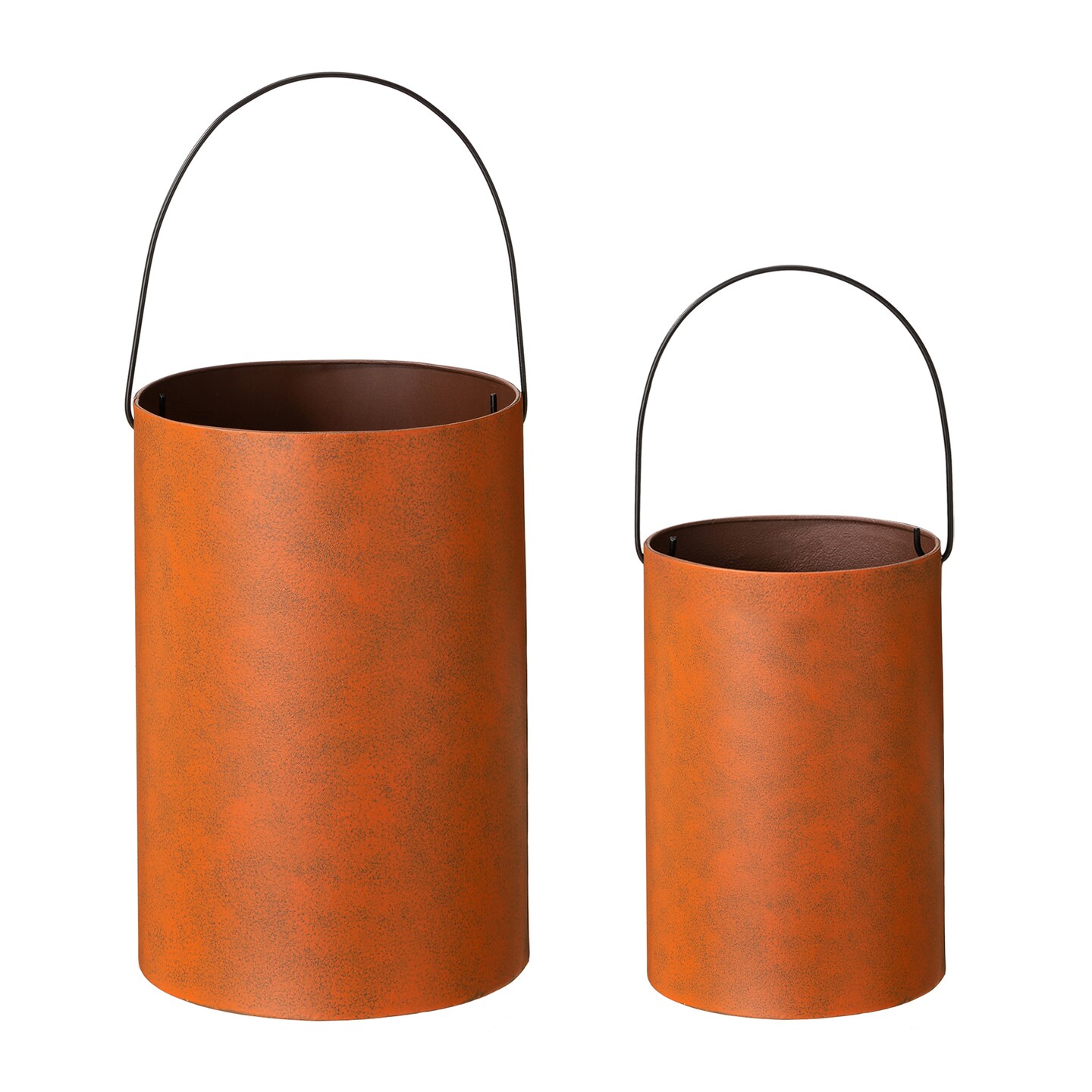 Set of 2 Metal Cutout Pumpkin Bucket