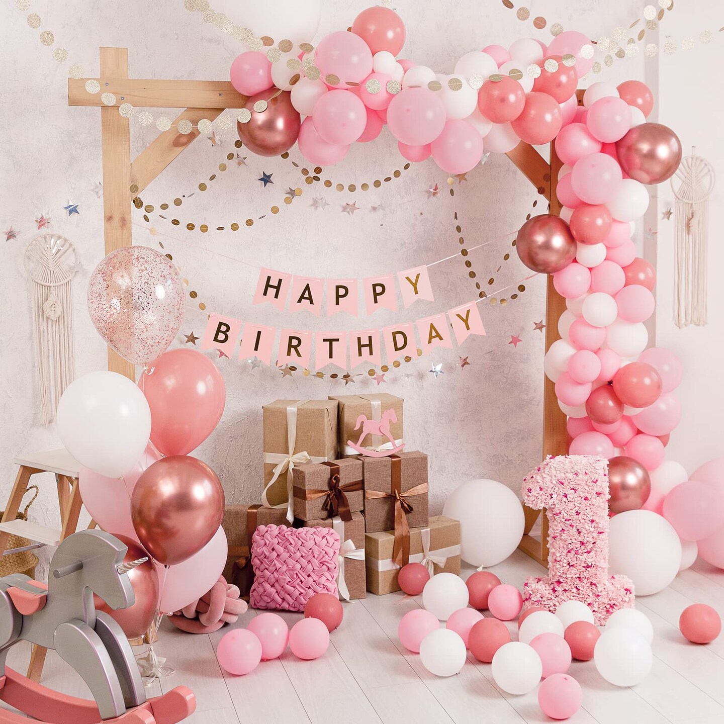 RUBFAC Pink Balloons 129pcs Pastel Pink Balloons Different Sizes 18 12 10 5 Inch Light Pink Balloons for Valentine's Day Birthday Wedding Anniversary Baby Shower Garland Arch Party Decoration
