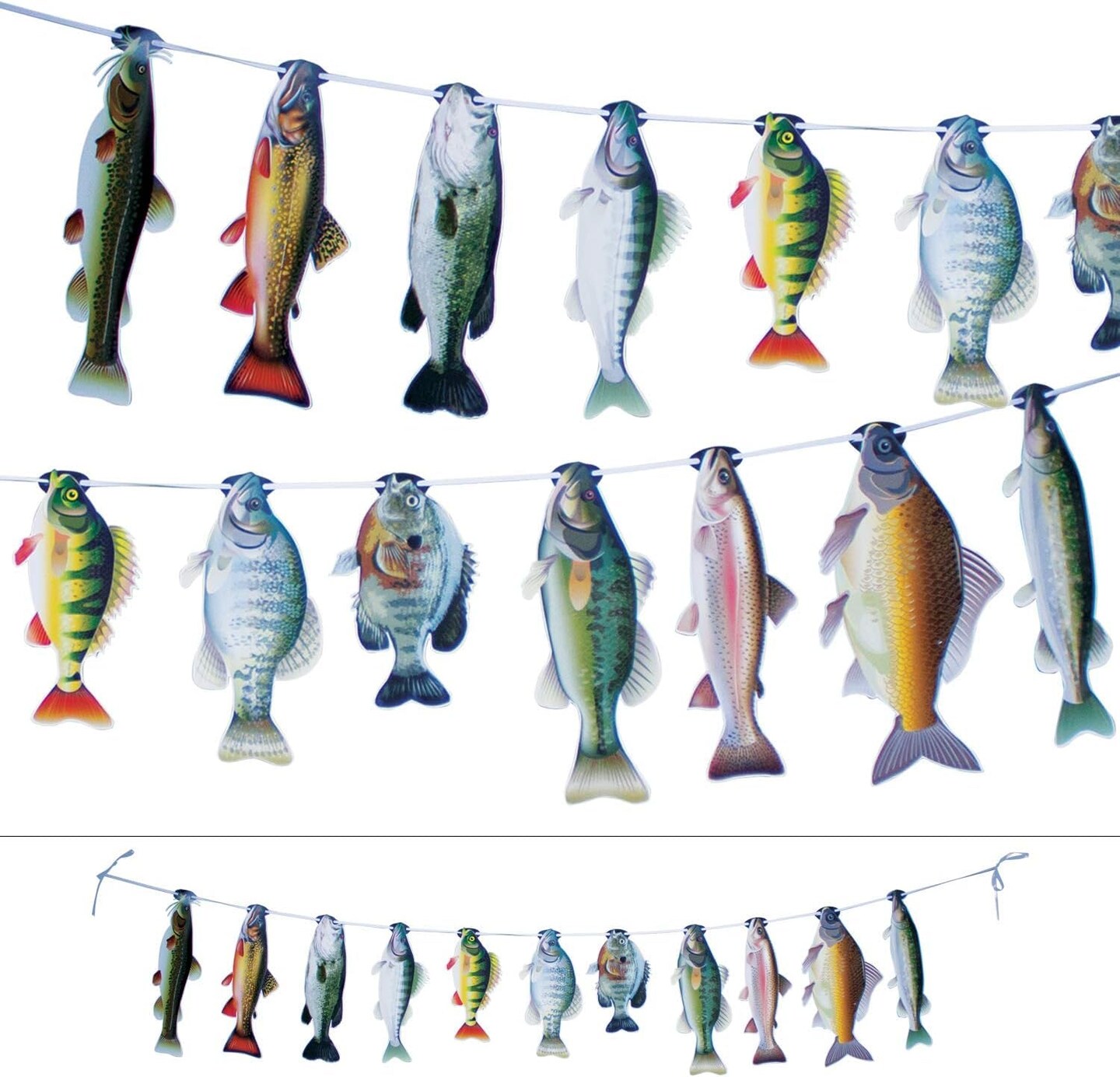 Havercamp Gone Fishin String Hanging Banner for Fish Fry, Bass Fishing, Freshwater Pond &#x26; Salt Water Tournament Fishing Decorations
