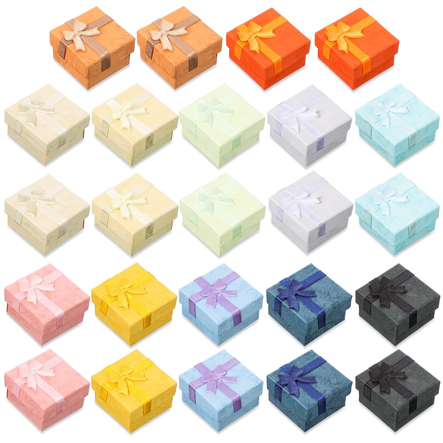 24 Pack Jewelry Gift Boxes Jewelry Box Gift Cases Cotton Filled Cardboard  Paper Jewelry Box Bracelets Bangle Necklace Gift Case with Ribbon Bow for 