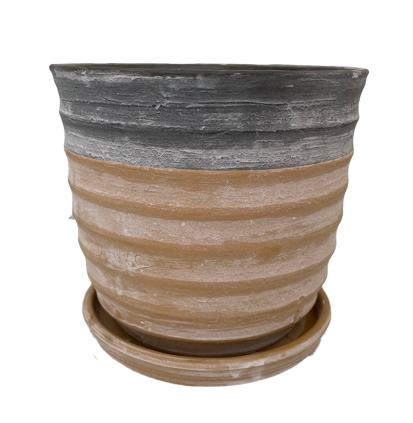 Sylvan Ceramic Planter with Attached Saucer - Honey - 5.5&#x22; x 5.5&#x22;