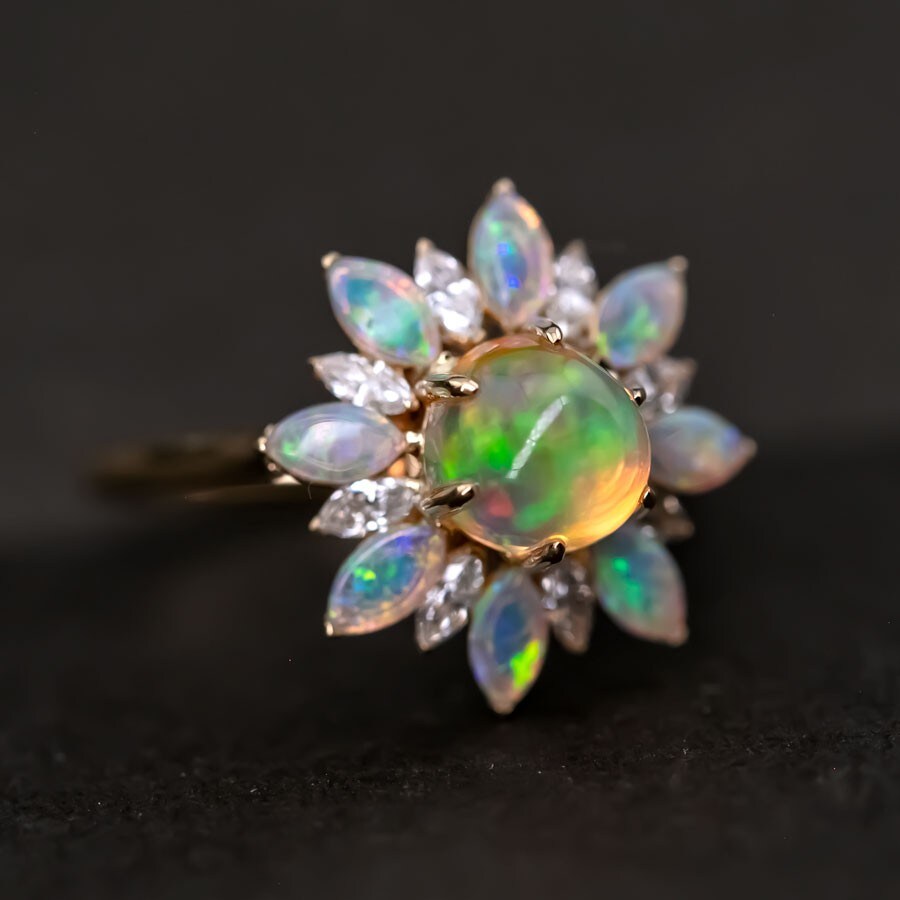 My Shining Star - 1.54ct Fire Opal Marquise Cut Diamond Engagement Ring 18k Gold product 5