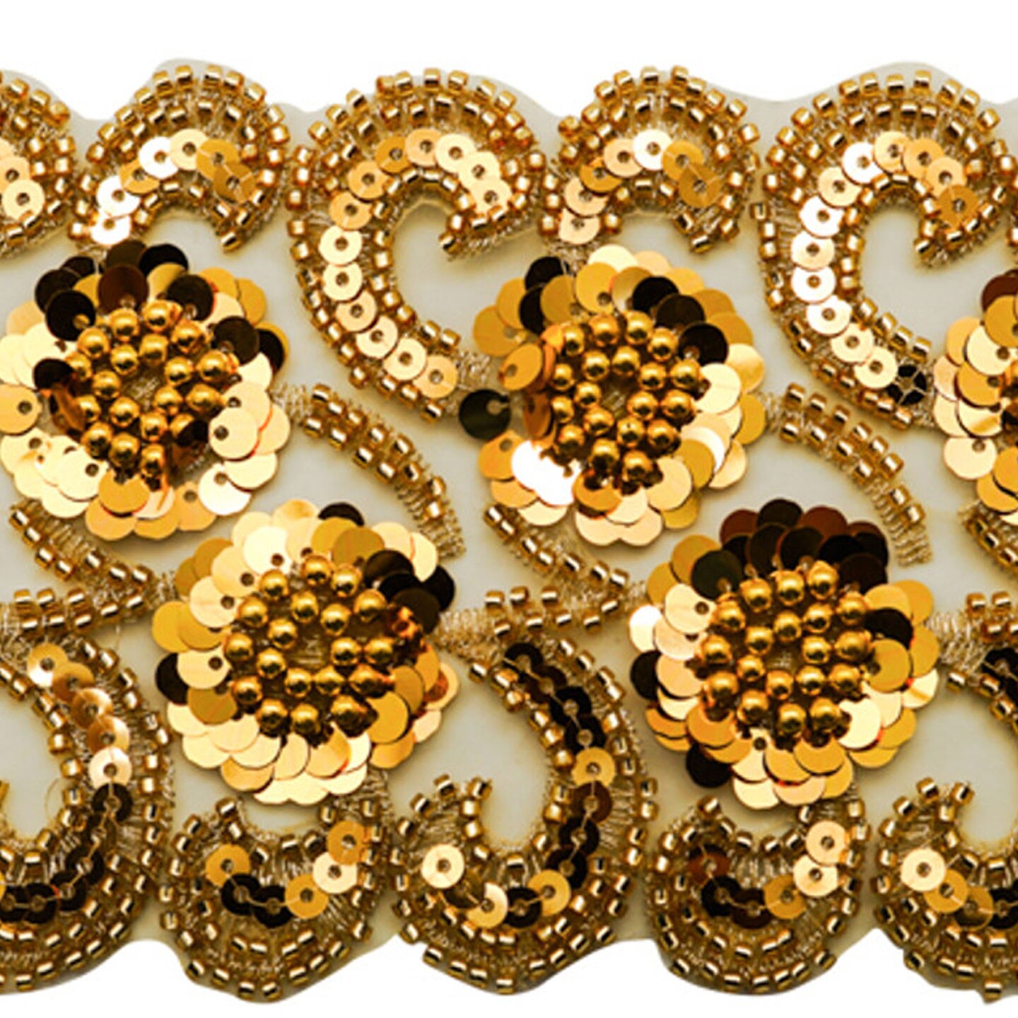 4&#x22;x 5 yards Gold Beaded Sequin Trim