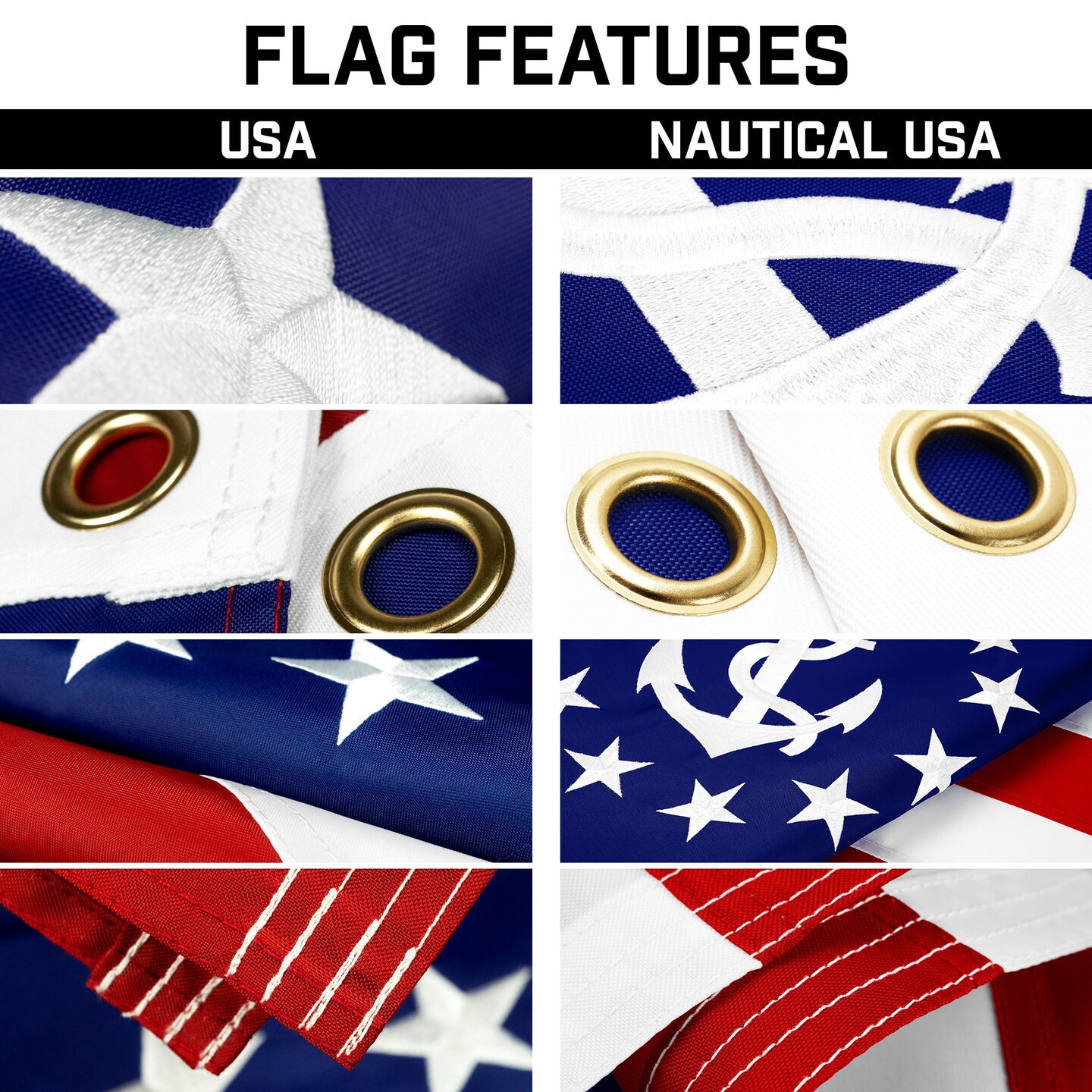 G128 Combo Pack: 25 Ft Telescoping Aluminum Flagpole (Black) &#x26; American and USA Yacht Ensign Flags 3x5 Ft, Both ToughWeave Series Embroidered Polyester | Pole with Flags Included
