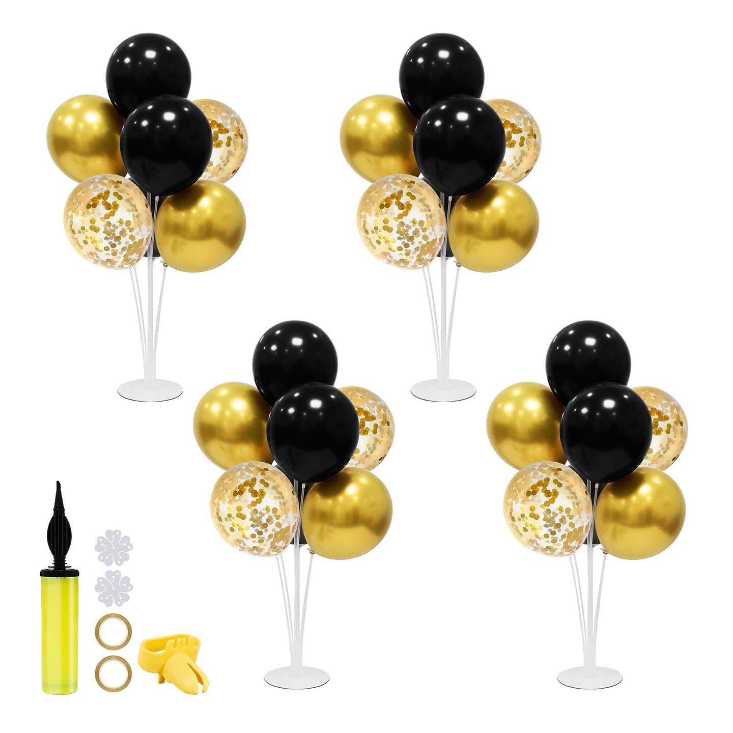 ZJDHPTY Black Gold Party Decorations Balloon Stand Centerpiece Table Decorations for Birthday Graduation Wedding Retirement Anniversary Father&#x27;s Day Halloween New Years 2025 (Black gold set4)