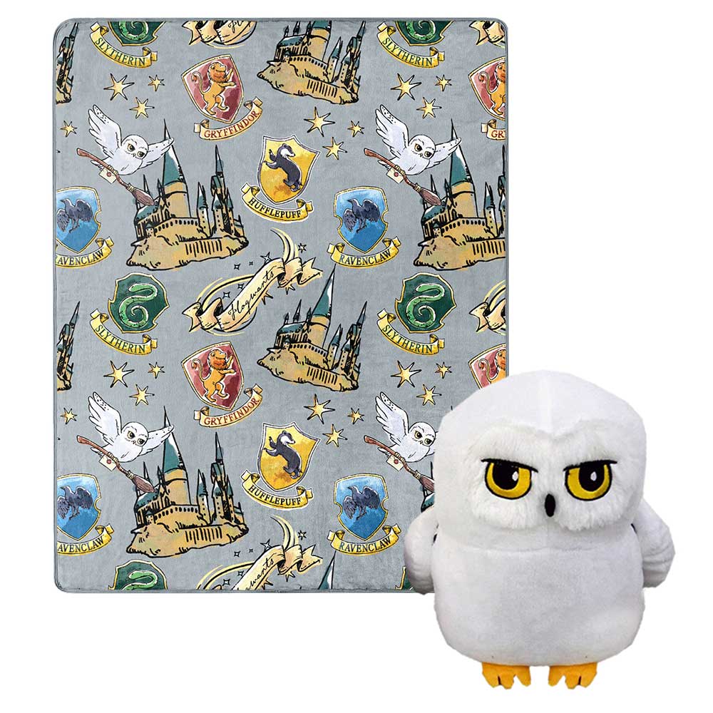 Warner Bros. Harry Potter Hedwig Magic Silk Touch Throw Blanket with Plush Hugger 40&#xD7;50 Inches