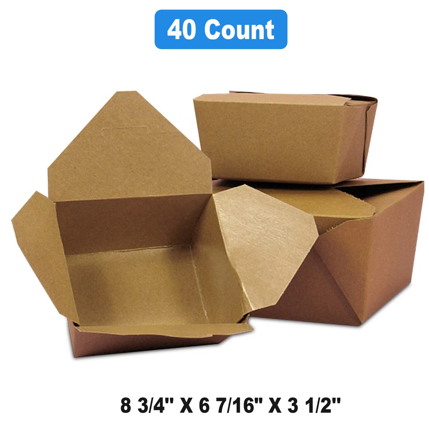 Kraft Take-Out Boxes 8 3/4" x 6 7/16" x 3 1/2" Sturdy Food Containers