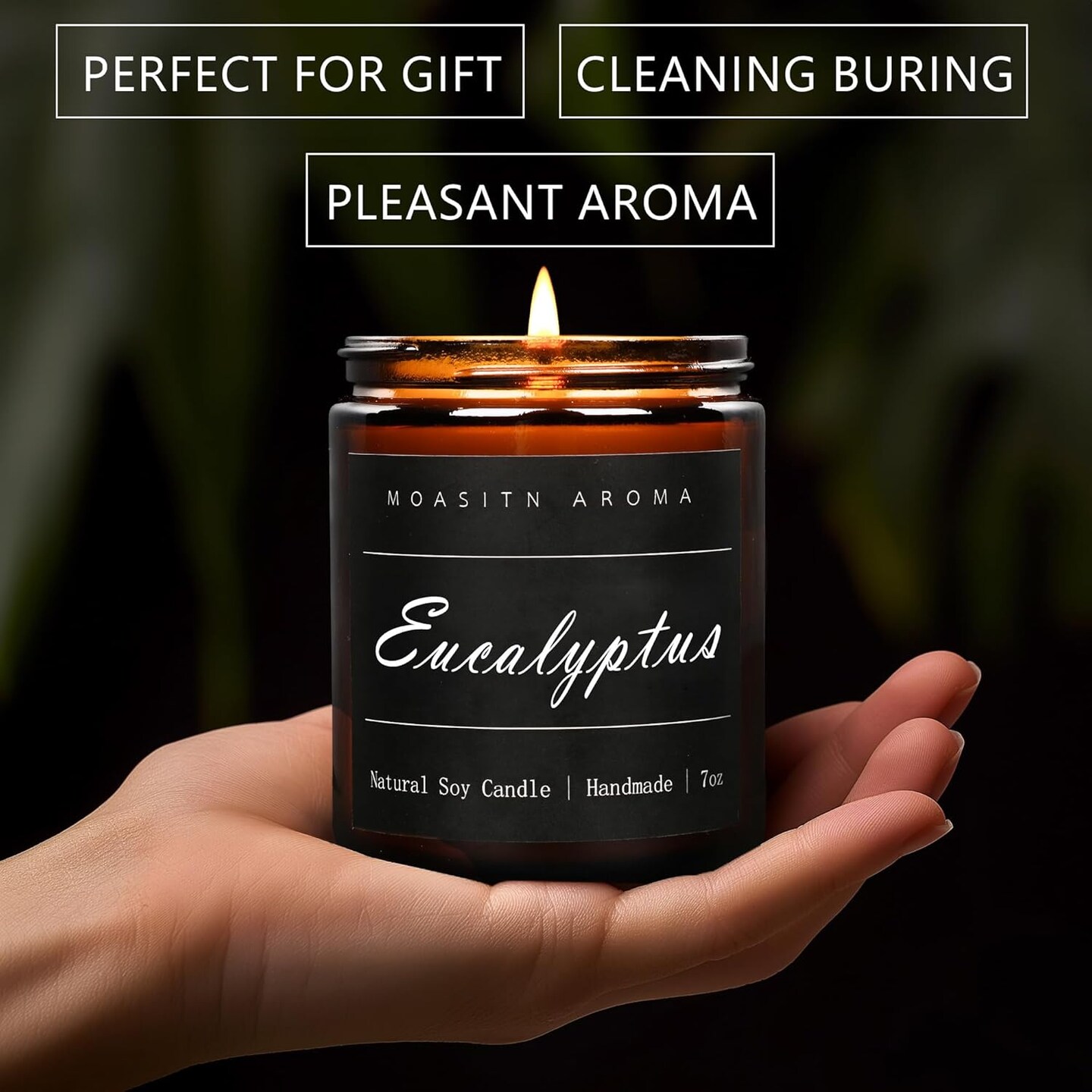 Eucalyptus Highly Scented Candles for Home| Natural Soy Aromatherapy candle| Handmade Long Lasting Jar Candle| Candel Gift for Women,Men| as Birthday,Housewarming,Thank You,Relaxing Gifts| 7oz