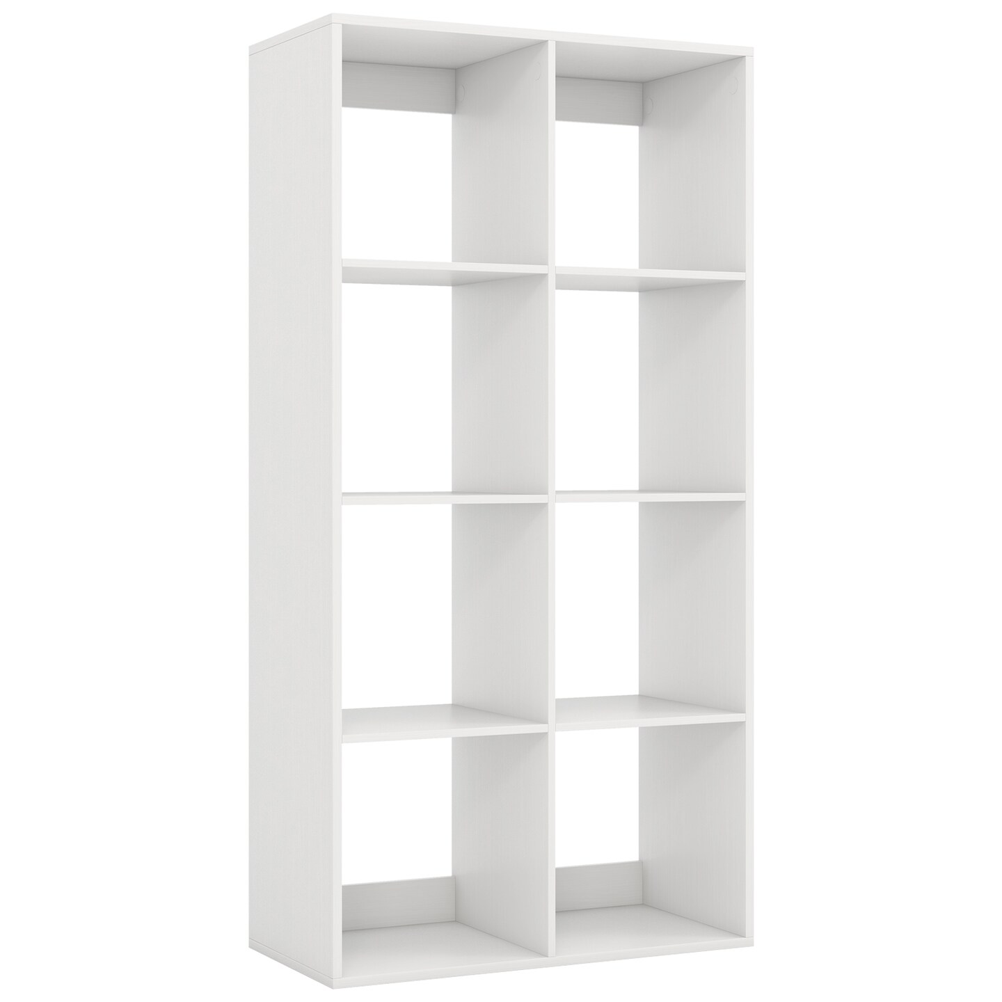 White 8-Cube Bookshelf Engineered Wood Open Back Storage Organizer