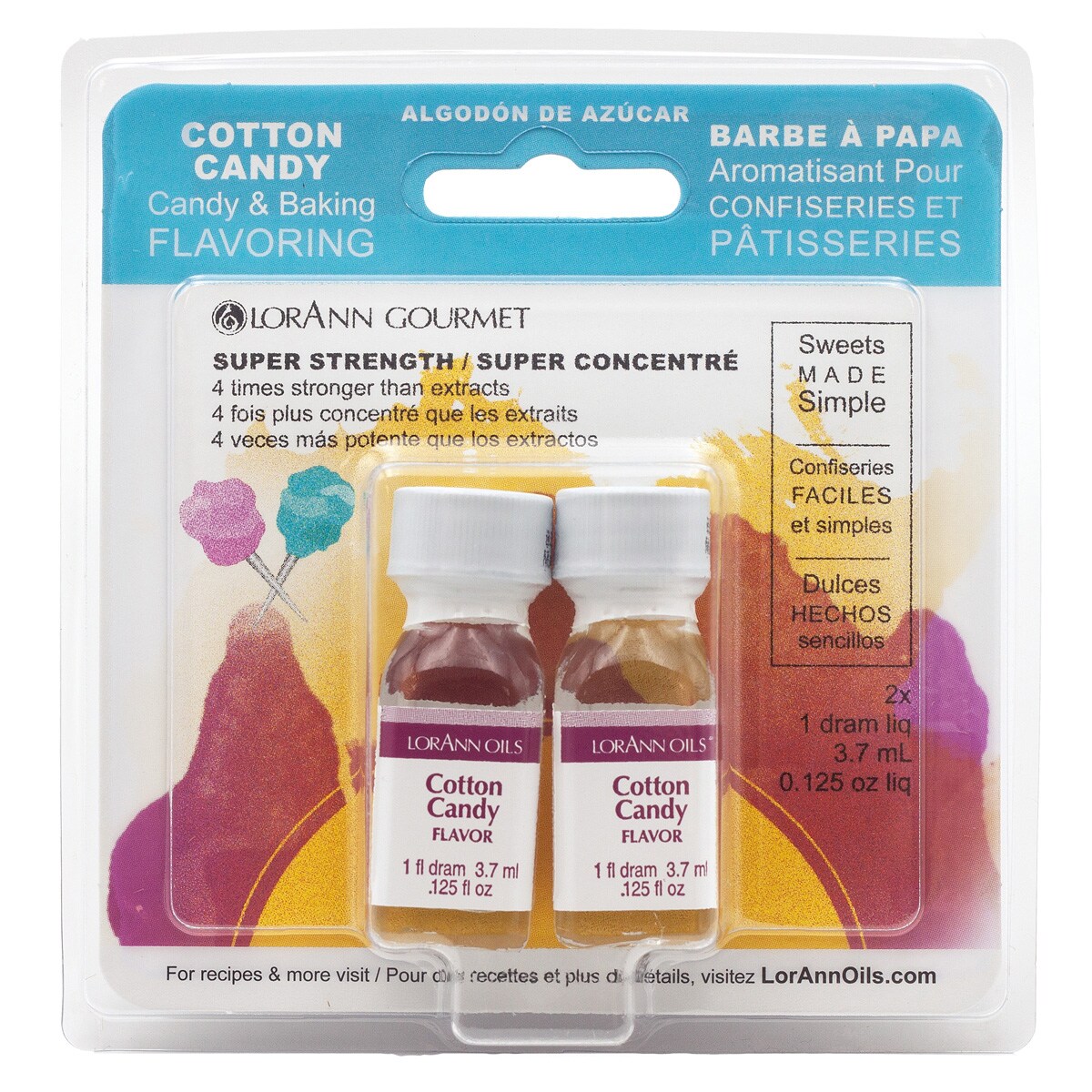 LorAnn Oils Cotton Candy Super Strength Flavor, 1 Dram Twin Pack