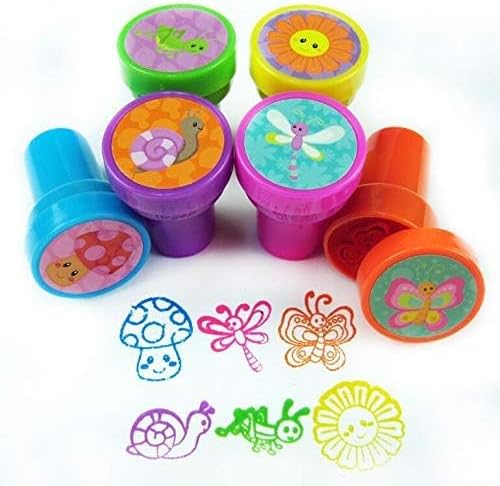 Tiny Mills 24 Pcs Spring Flowers Butterfly Stampers for Kids Easter Egg Fillers