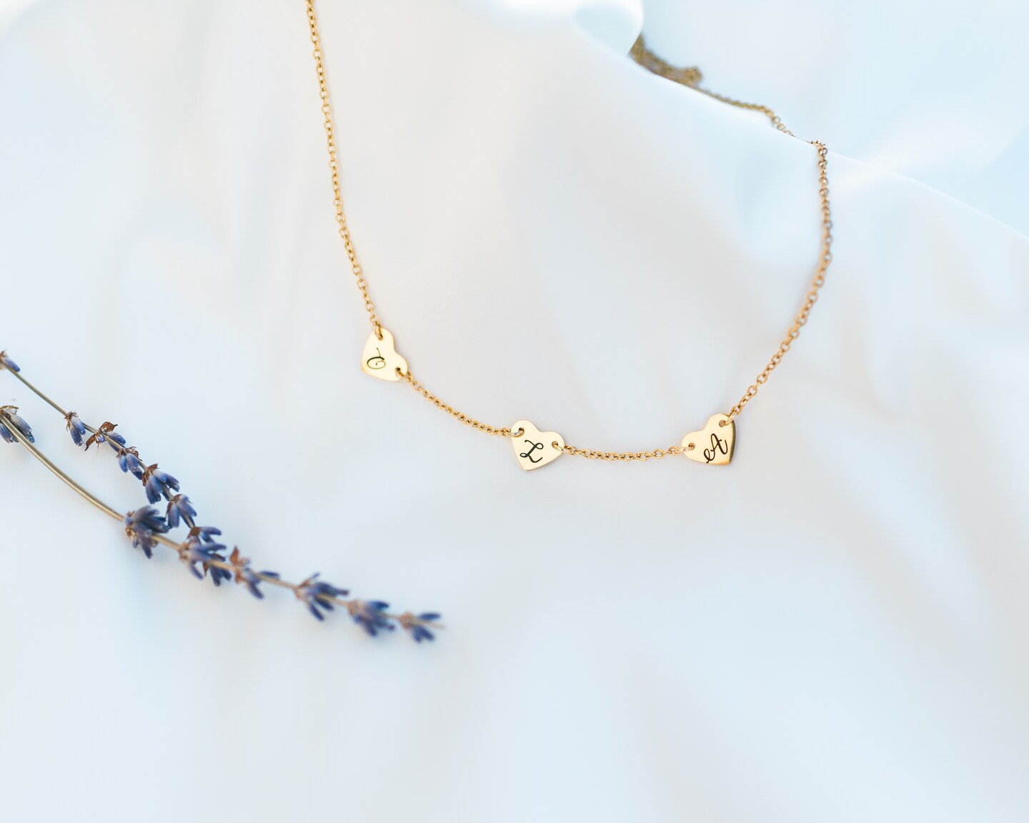 Mothers day gift necklace. Minimalist Heart Necklace with personalized initials. Family necklace. Multi name necklace. product 4