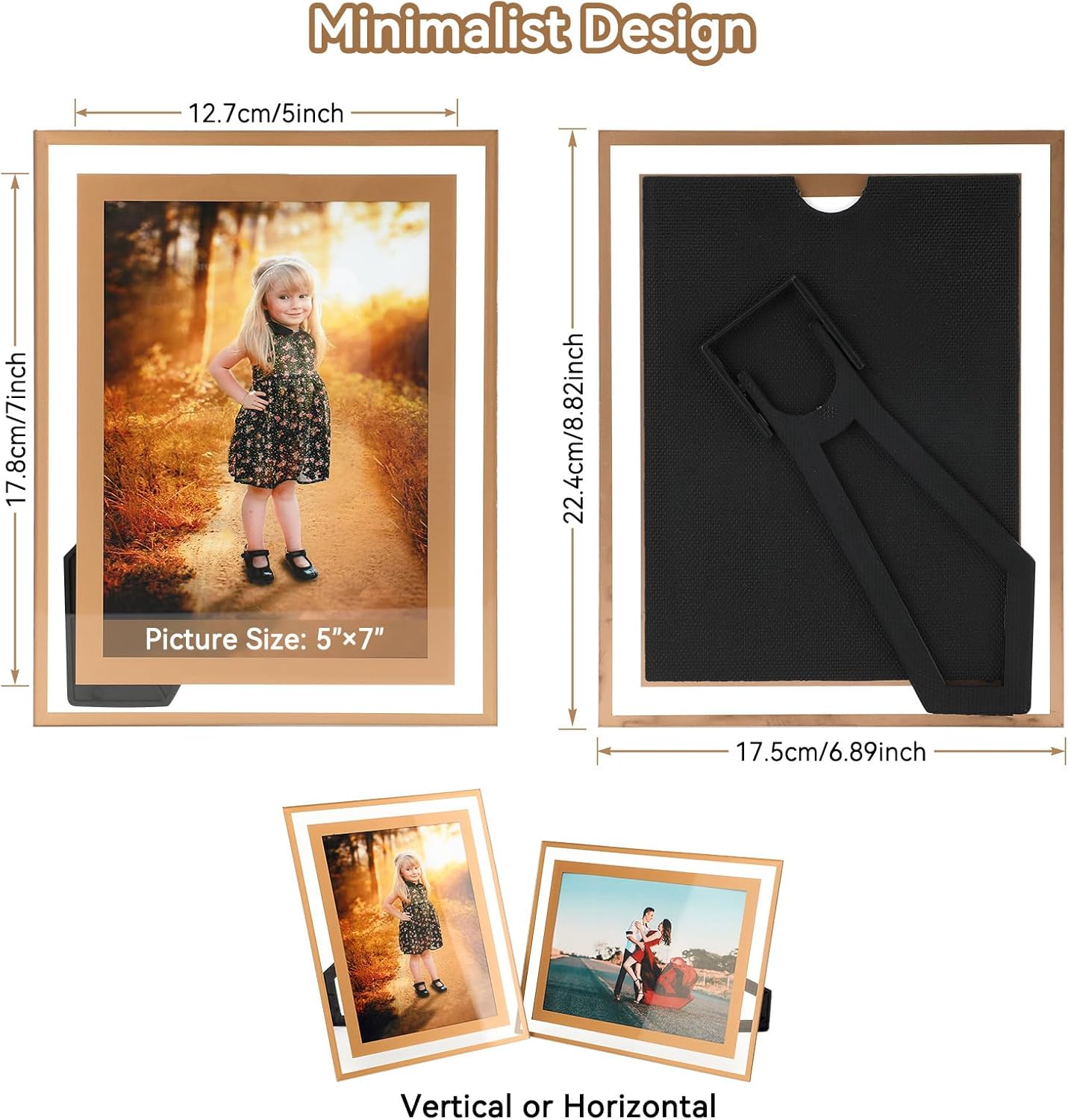 5&#x22;&#xD7;7&#x22; Gold Glass Picture Frame, Crystal, Glass, 2 Pack