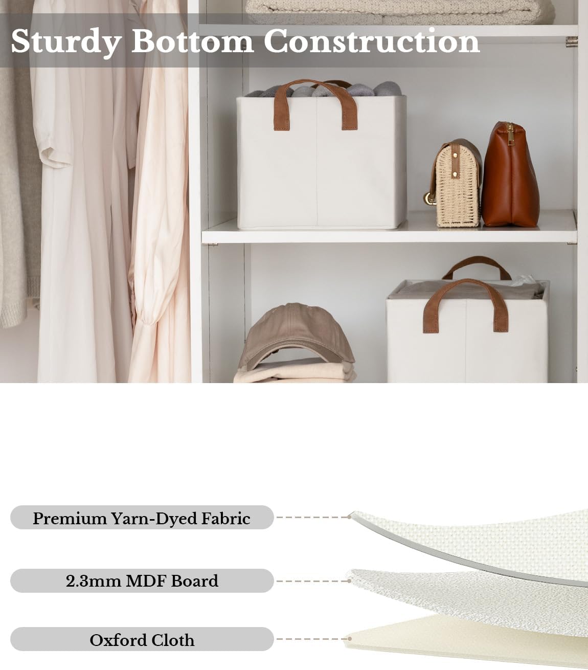 Storage Bins, Fabric Storage Bins for Shelves, Storage Baskets with Metal Frame