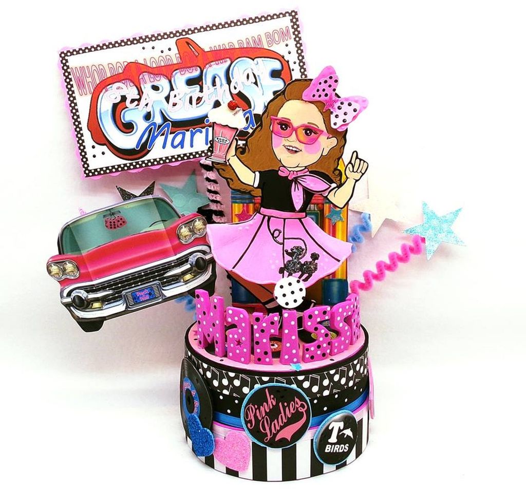 Retro theme party 50's 60's cake topper, Sock Hop birthday