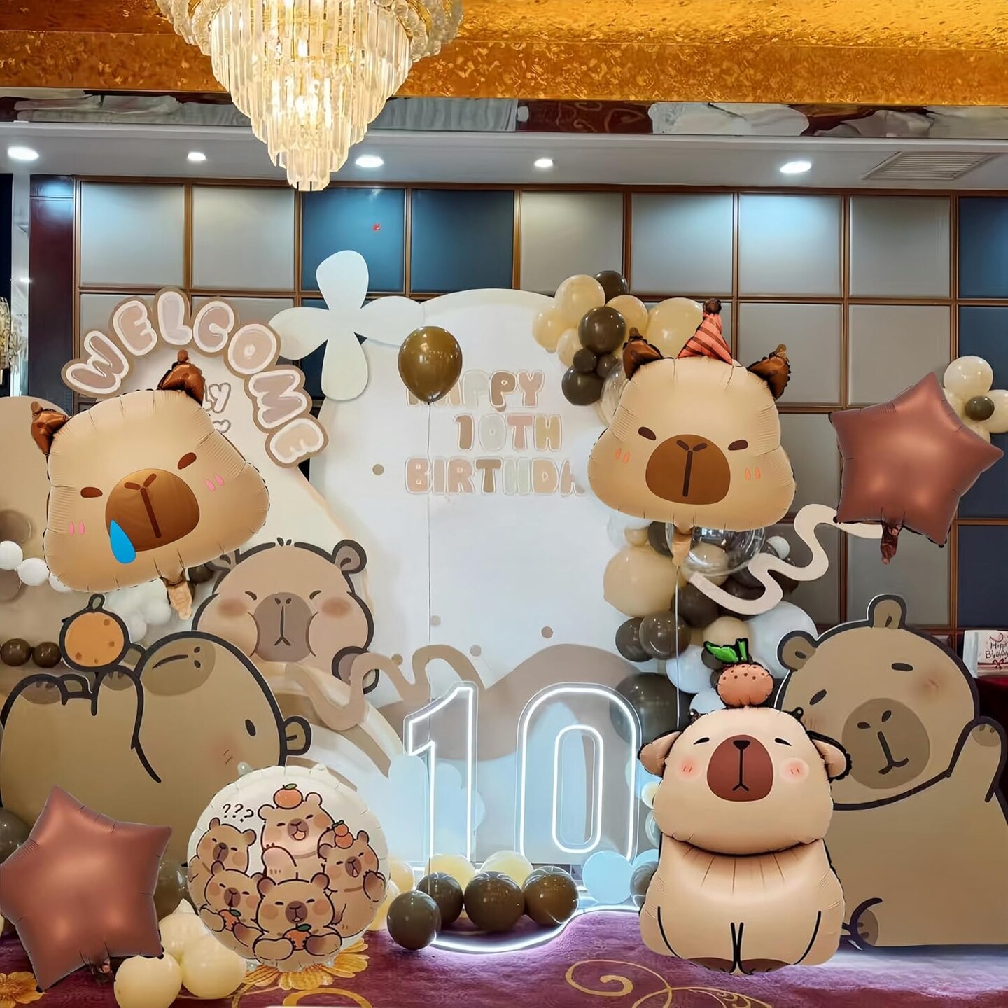 7 PCS 24&#x22; Capybara Foil Balloons - Animal Theme Birthday Decorations