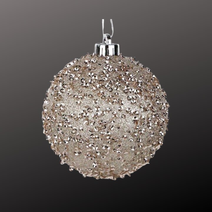 Taupe Glitter Christmas Ornament | 120MM Sequin Shatterproof Ball-XY8816CF