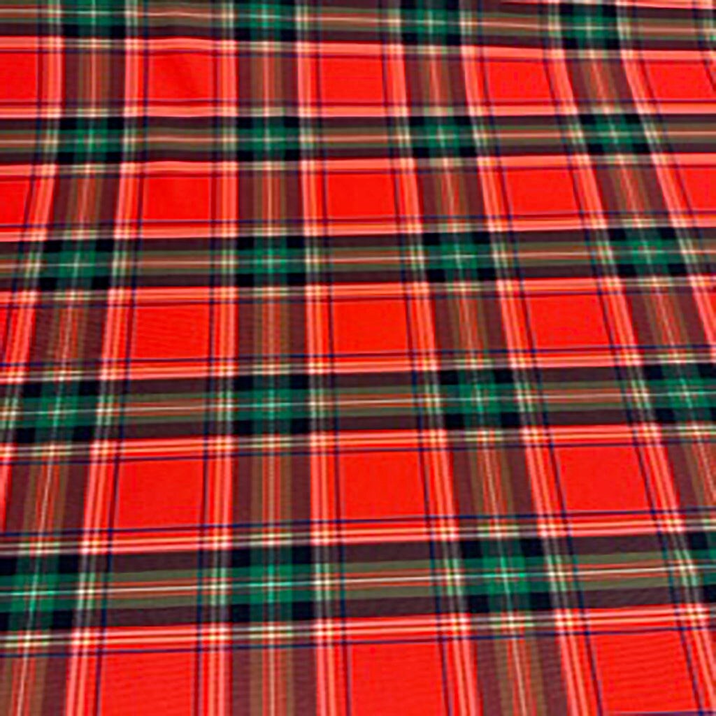1 Yard Scottish Plaid Polyester Spandex Paper Print Fabric for Costumes Dancewear Swimwear Crafts 58/60″ Width