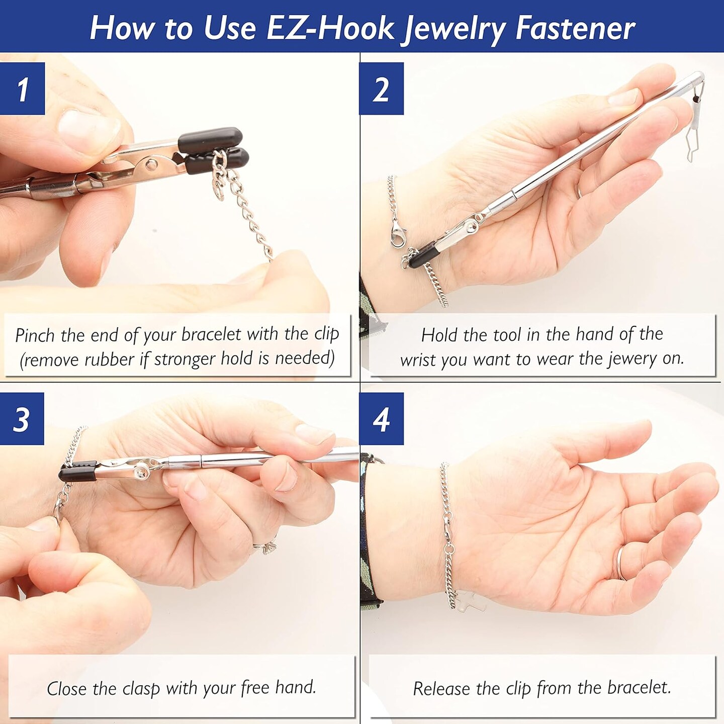 The Beadsmith EZ-Hook 3-in-1 Fastening Tool &#x2013; Bracelet Fastener, Zipper Pull &#x26; Button Looper, Jewelry Aid for One-Handed Use, Ideal for Necklaces, Bracelets &#x26; Clothing