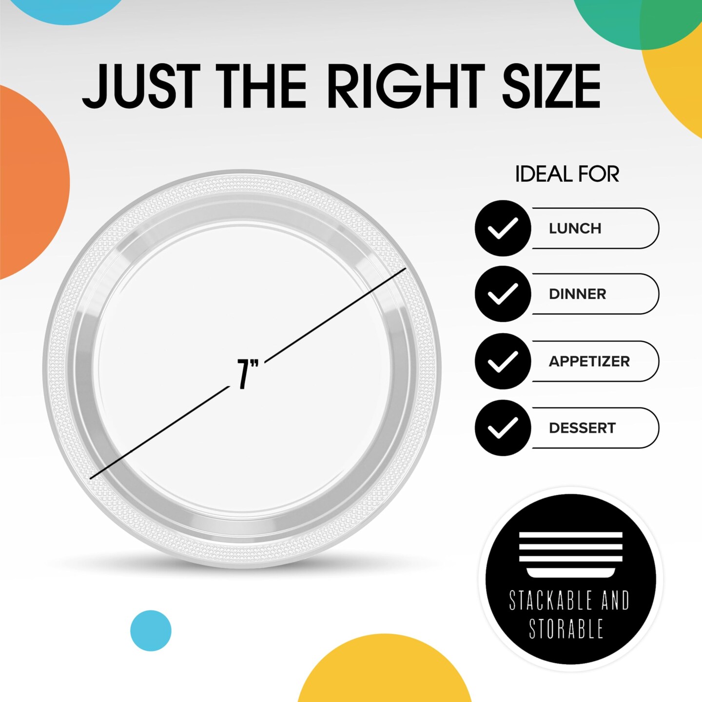 Party Solids Plastic Plates For Party Disposable Plates Heavy Duty Supplies 100 Pcs Plastic Dinnerware Sets Heavy Duty 350 GSM Disposable Dinnerware Set by Exquisite