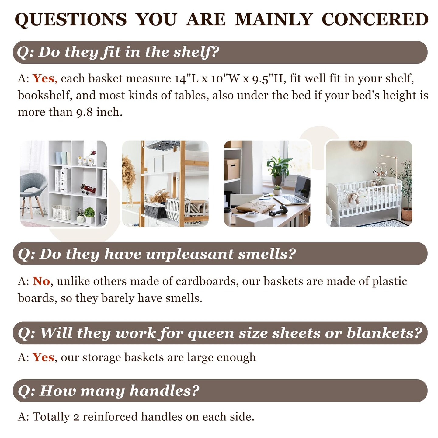 4 Pack Large Storage Baskets for Shelves | Fabric Closet Organizers and Storage Bins with Handles Home Organization | Decorative Collapsible Baskets for Organizing Clothes Toy Nursery 14"x10"