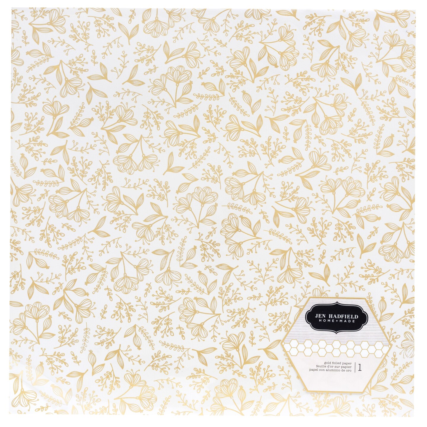 Jen Hadfield Along The Way Foiled Cardstock 12&#x22;X12&#x22;-W/Gold Foil