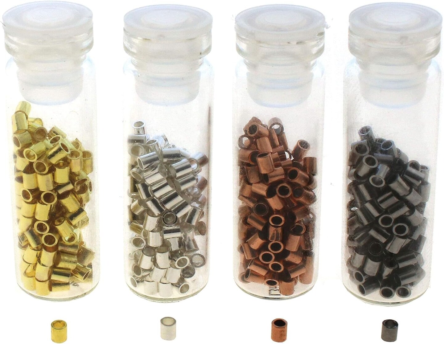 The Beadsmith Tube Crimp Beads, 1.8mm, Assorted Colors, 600 Pieces, Uniform Cylindrical Shape, No Sharp Edges, Designed to Secure The Ends of Jewelry Stringing Wires and Cables