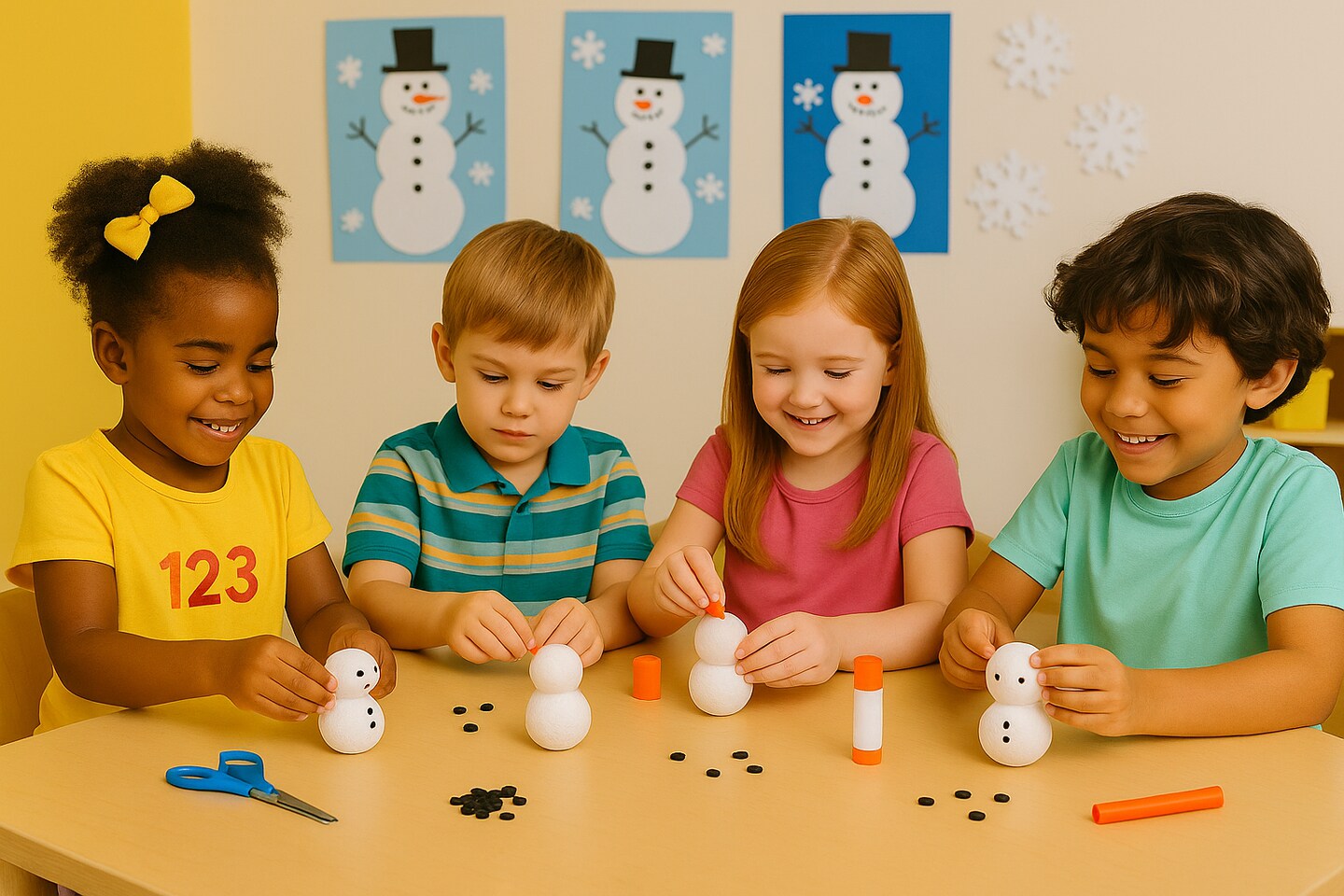 DIY Foam Snowman Craft Shapes 3.5" – 20 Pack | Kids Winter Craft Kit | Classroom & Holiday Art Projects