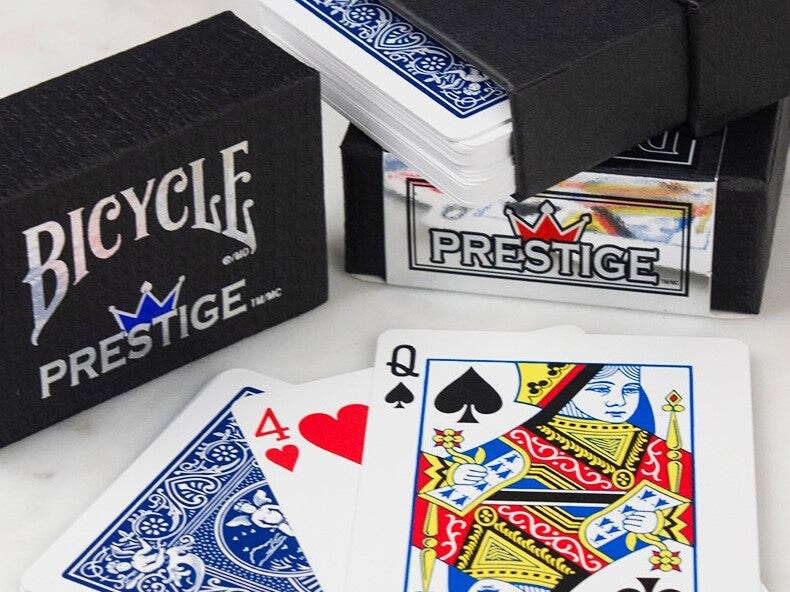 Bicycle Prestige Rider Back Plastic Dura-Flex Playing Cards, Poker Size Standard Index, Blue