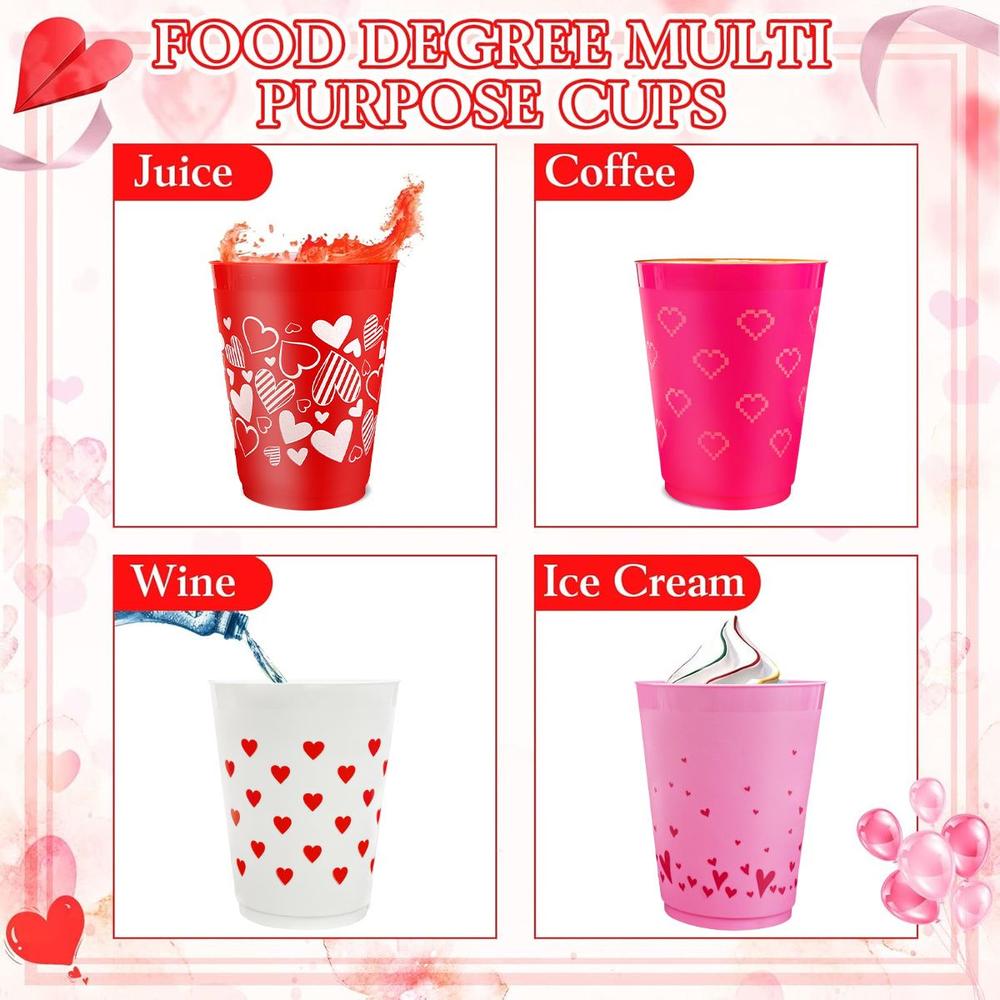 Edge Collections - Multi - Festive Valentine's Day Plastic Cups - 12 Pieces