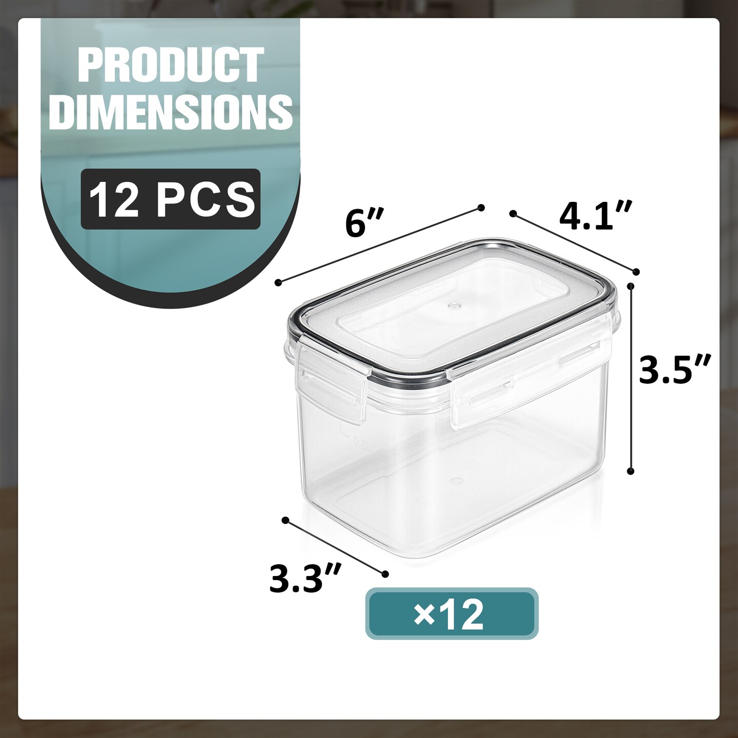 Sorbus Airtight Food Storage Containers with Locking Lids, Measuring Spoons & Labels -12 Pack (0.8L/27.05 Oz)
