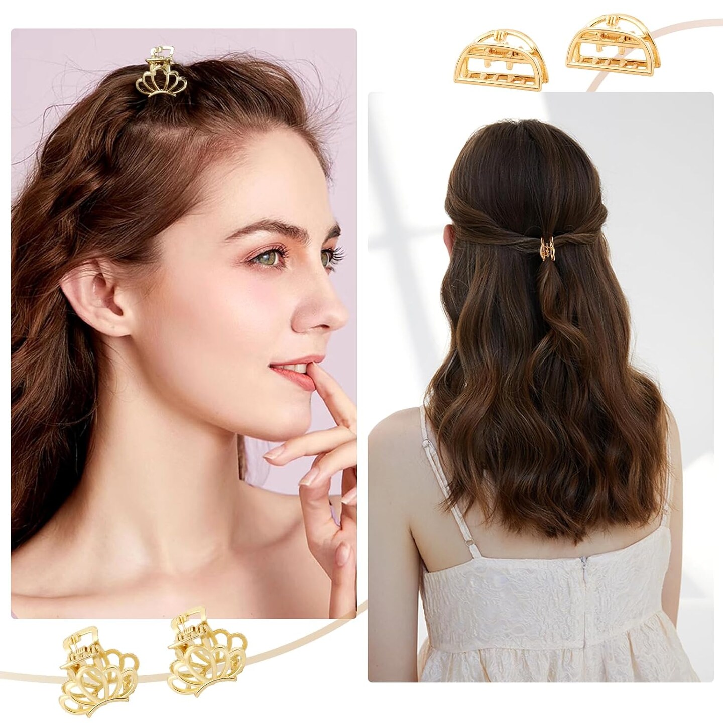 16PCS Small Metal Hair Claw Clips, Gold Mini Hair Clips for Thin Thick Hair