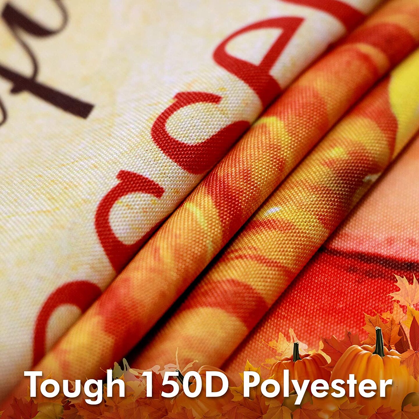 G128 - Home Decorative Thanksgiving Garden Flag, Joyful Thankful and Blessed Quote with Pumpkins and Maple Leaves Decorations,  | 12x18 Inch | Printed 150D Polyester - Rustic Holiday Seasonal Outdoor Flag