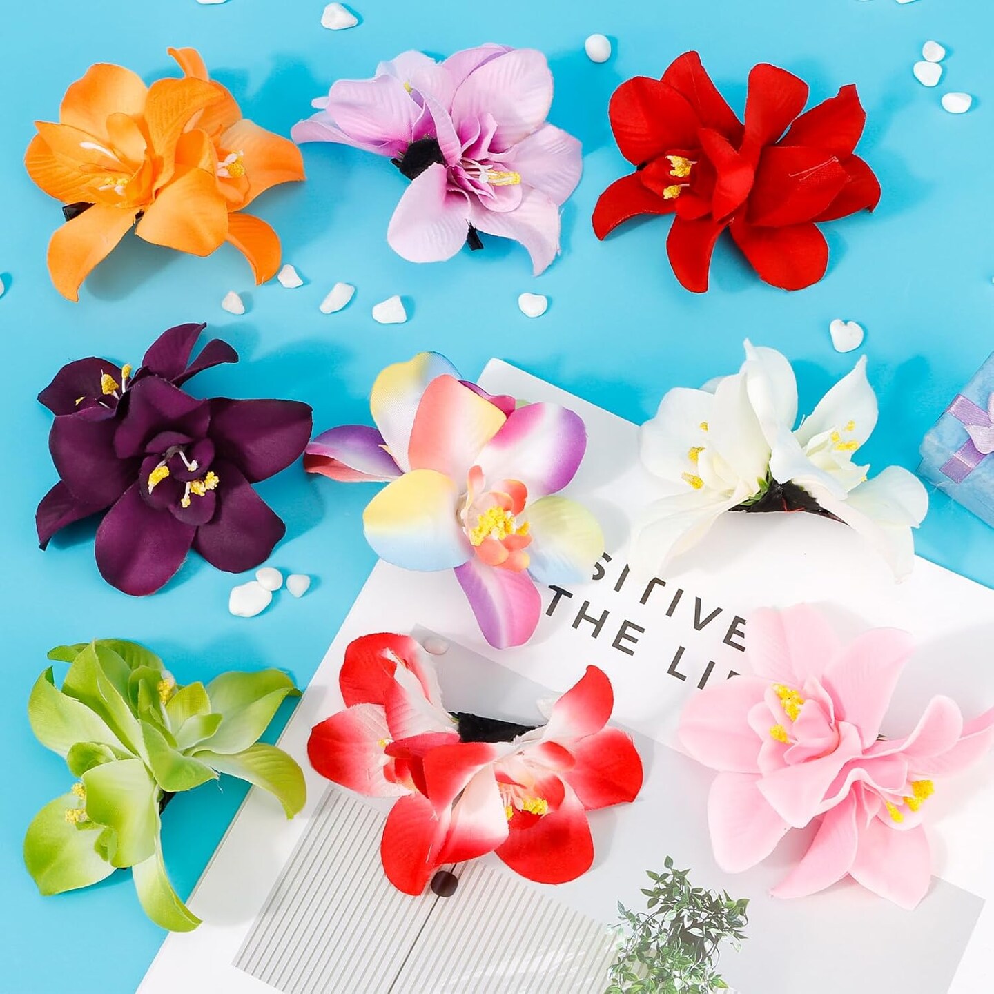 9PCS Hawaiian Flower Hair Clips for Women Hibiscus Flowers Hibiscus Hair Clip