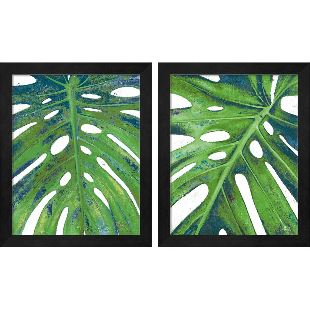 Tropical Leaf with Blue by Patricia Pinto, 2 Piece Black Framed Art Set