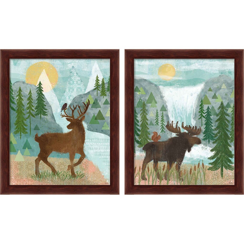 Woodland Forest by Veronique Charron, 2 Piece Brown Framed Art Set