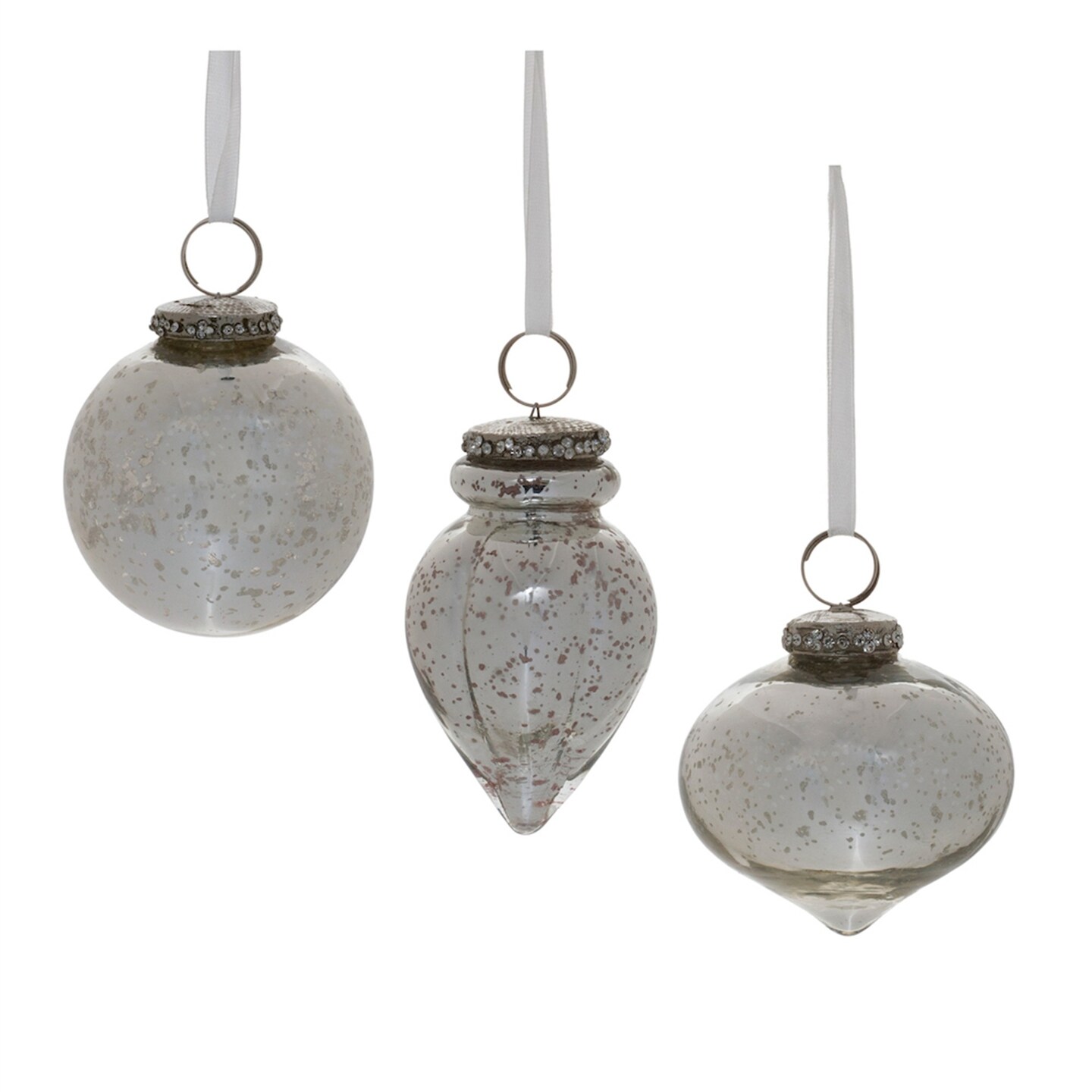 Melrose Mercury Glass Christmas Onion Drop Ornaments - 4" - Gray - 6ct