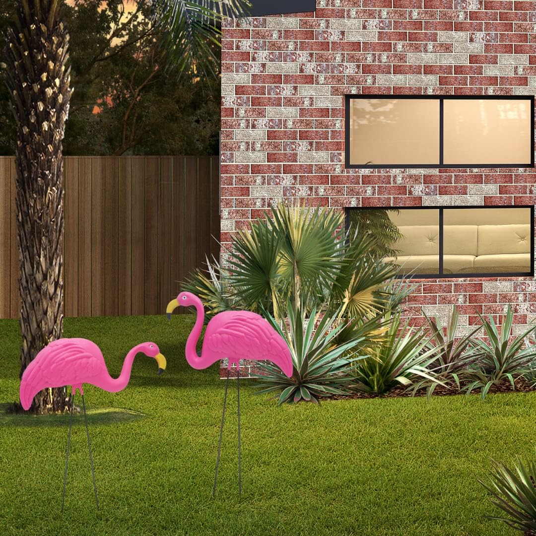 4E’s Novelty 2 Pink Flamingos Yard Decorations - Large Flamingos Yard Ornaments, Lawn Flamingos for Yard Sculptures & Statues Outdoor Garden Decor