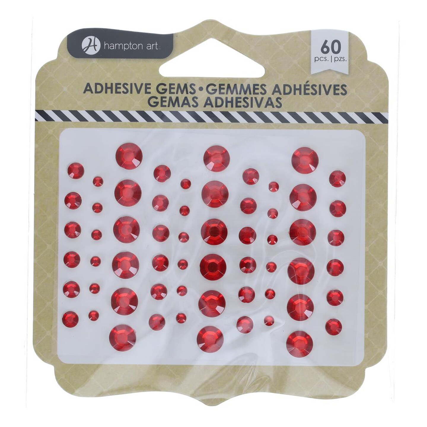 Hampton Art Adhesive Gems Round, 60 Pc., Red, Gems, Gem Stickers, Jewels, 3D Stickers, Gems For Crafting, Rhinestone Craft Gems, Jewel Jewels For Crafts